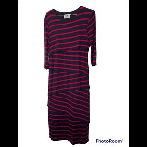 Dainty Jewell’s Navy/Red Striped Dress Size Large
